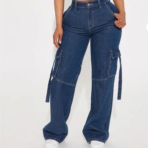 Women's Blue Cargo Jeans